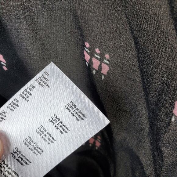 Maje Black Litea Printed Voile Blouse Size S - Picture 10 of 12